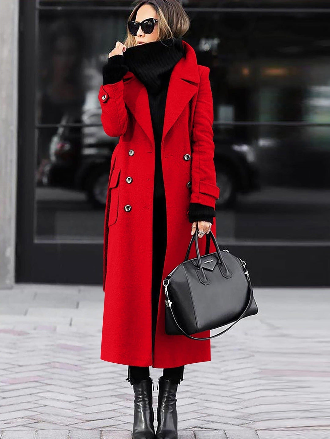 Sophisticated women's wool coat, full length and double-breasted, kate amsterdam