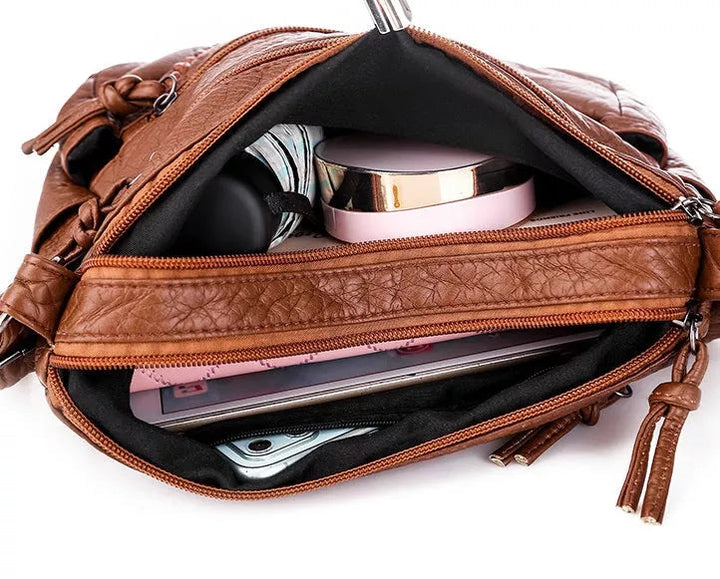 Stylish genuine leather purse for women, lightweight and versatile for everyday use.