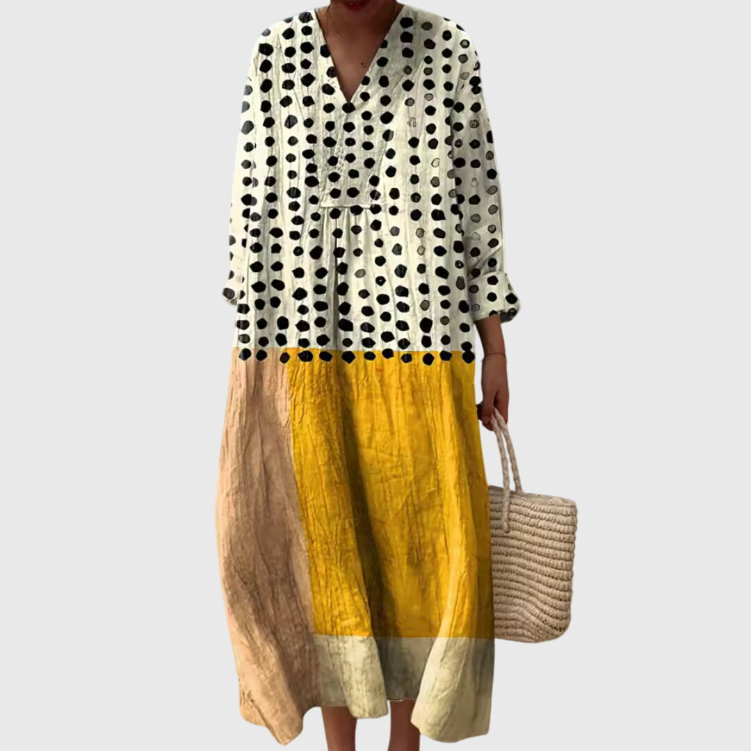 Versatile flowy geometric dress for women, offering comfort and an elegant statement piece.