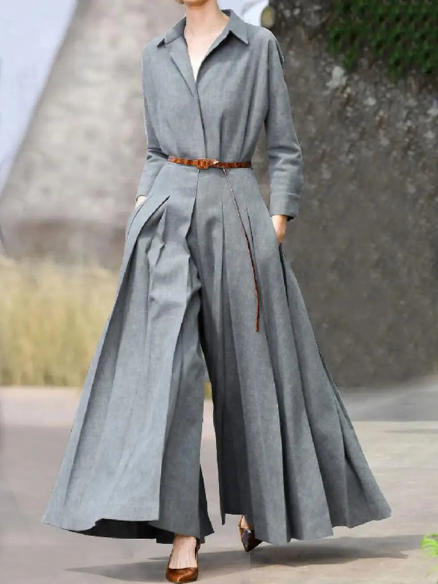 Versatile grey jumpsuit for women, offering casual chic and elegant attire.