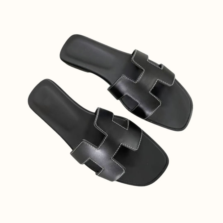 Chic H-profile sandals crafted from comfortable vegan leather for women