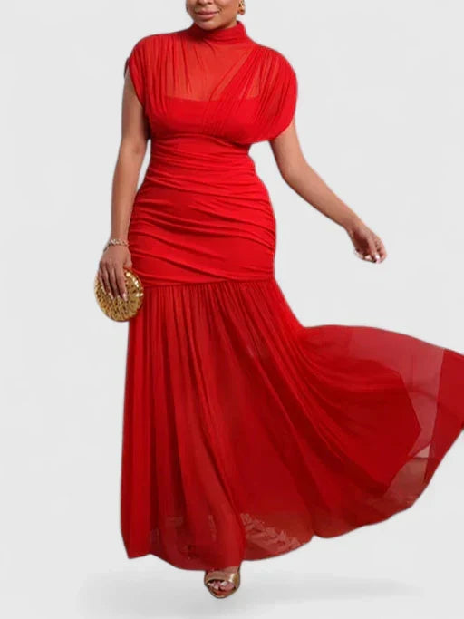 Women's elegant high-neck maxi dress with a flattering fit. Perfect for parties & evening wear, comfortable & chic.