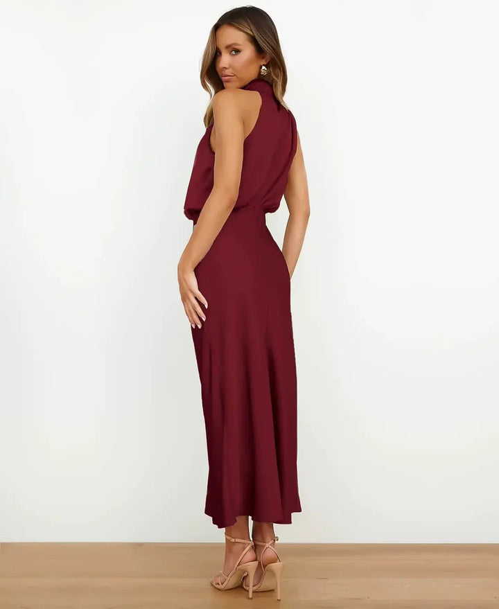 Chic sleeveless high waist party dress for women.
