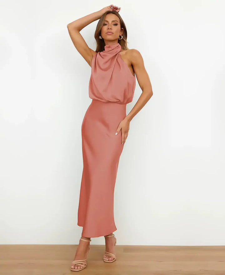 High waist elegant midi dress for women's occasion wear.