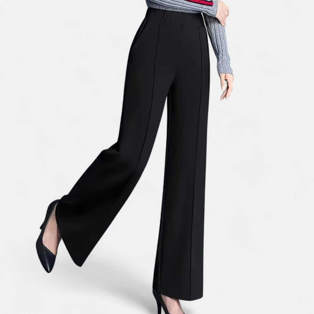 Stylish women's elegant trousers, high-waist and wide-leg design, perfect for the office.