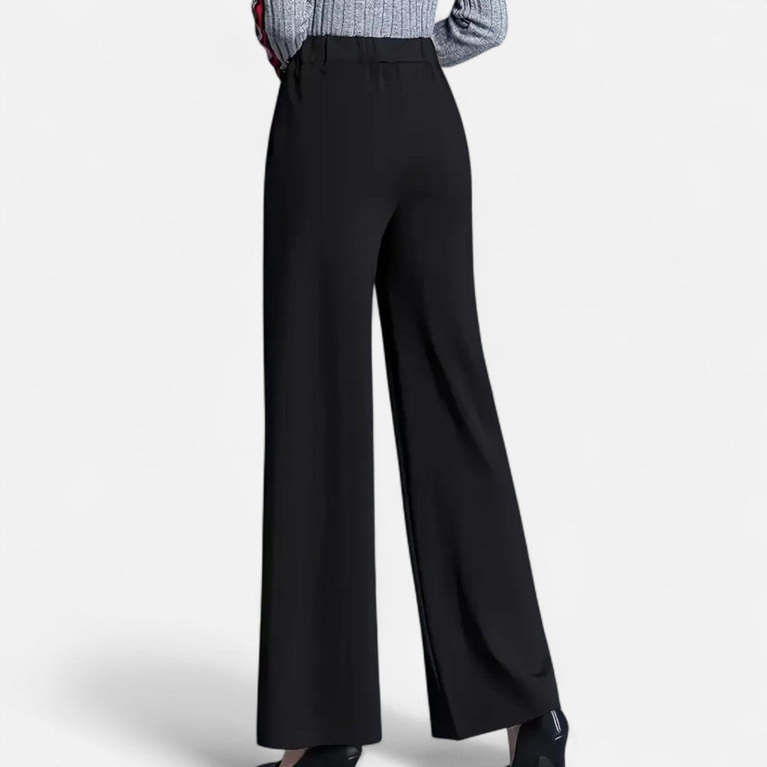 Comfortable brown high-waist pants for women, with a trendy wide-leg silhouette.