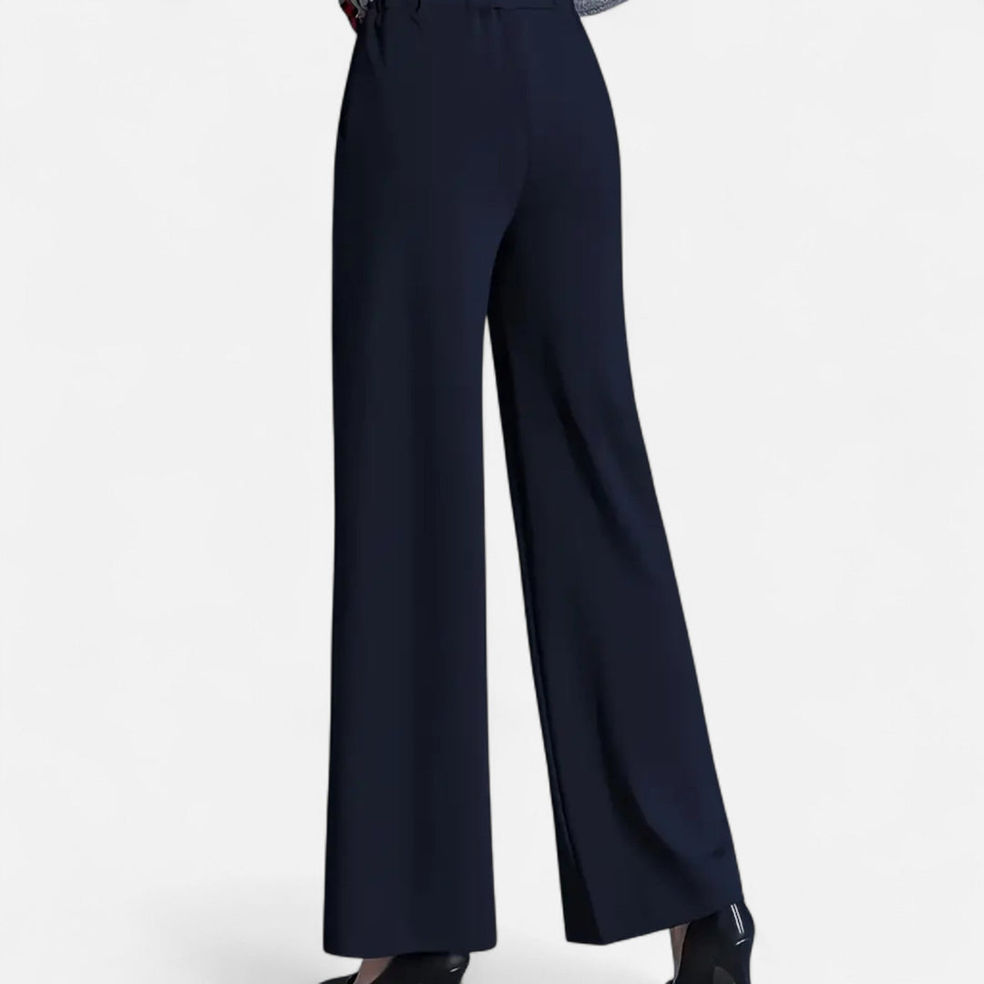 Elegant women's work pants, designed with a high-waist and wide-leg for modern professional style.