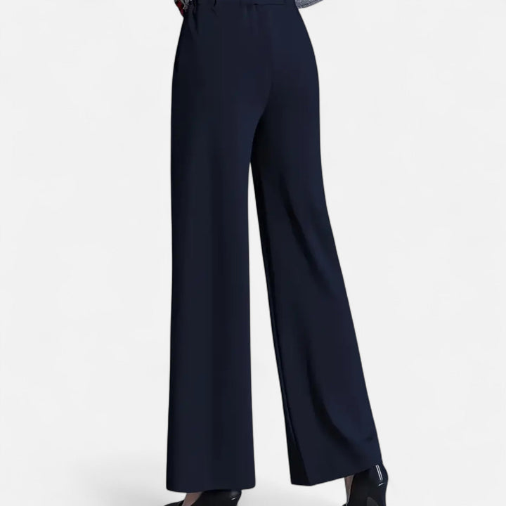 Elegant women's work pants, designed with a high-waist and wide-leg for modern professional style.
