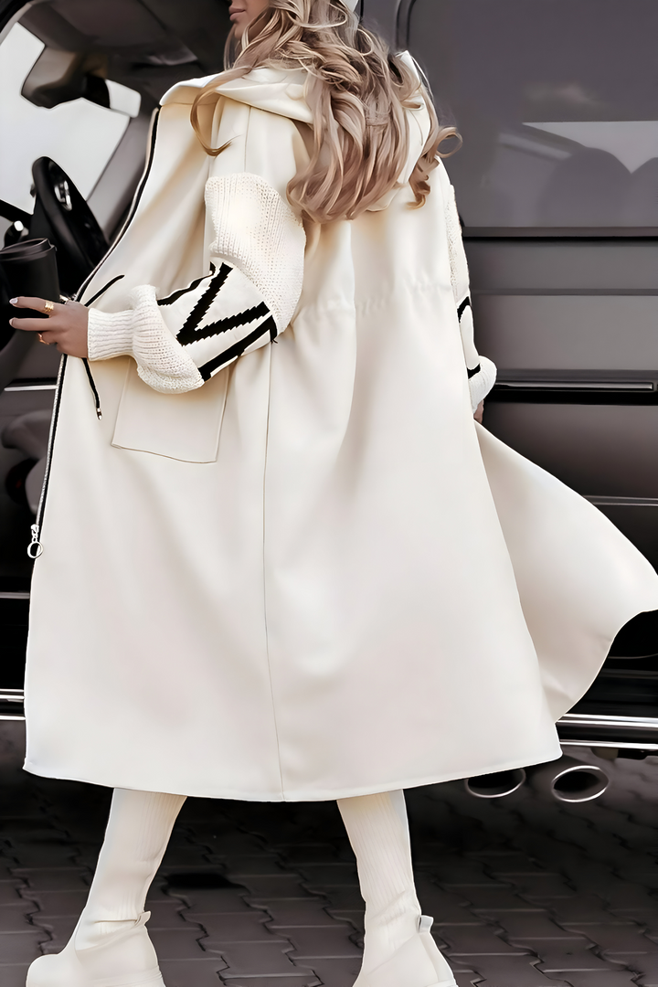 Elegant women's hooded coatigan, a versatile layering piece for fall and winter fashion. Chic & comfortable.
