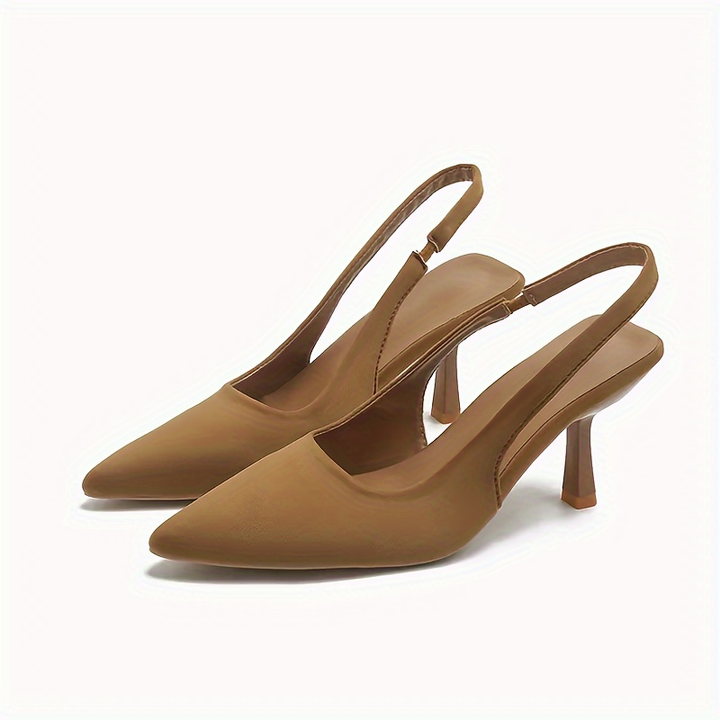 Versatile women's kitten heel pointed toe slingbacks, offering elegant style for professional & social occasions.