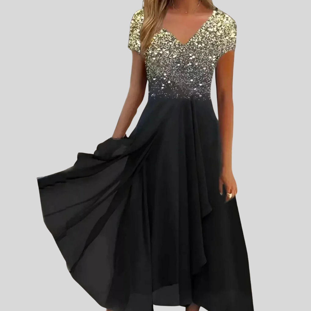 Flattering and comfortable women's occasion dress, designed for elegance.