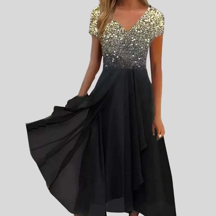 Flattering and comfortable women's occasion dress, designed for elegance.