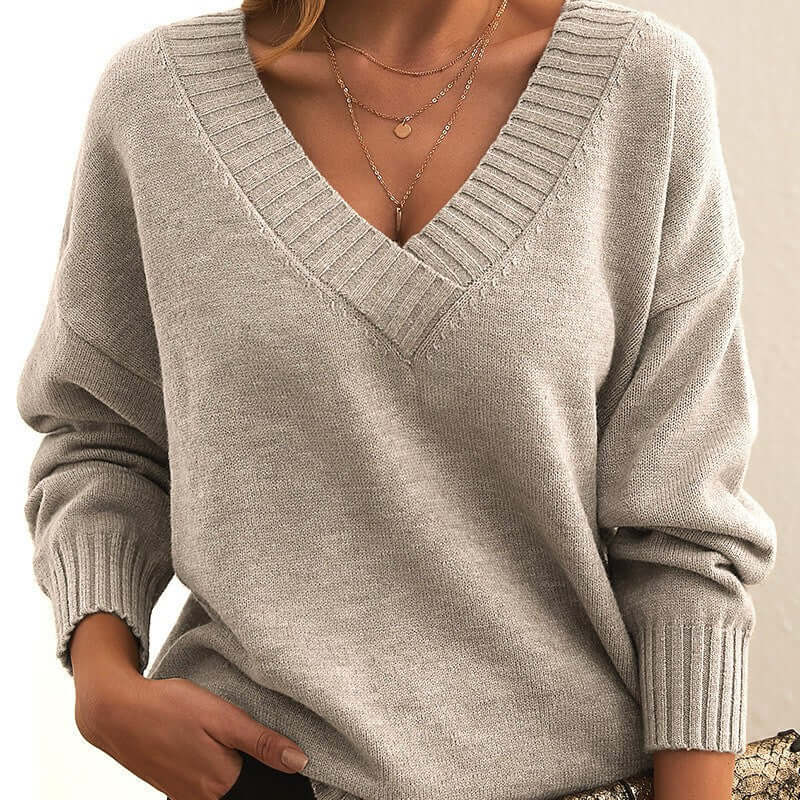 Women's comfortable elegant sweater. Timeless long sleeve pullover with a relaxed fit.