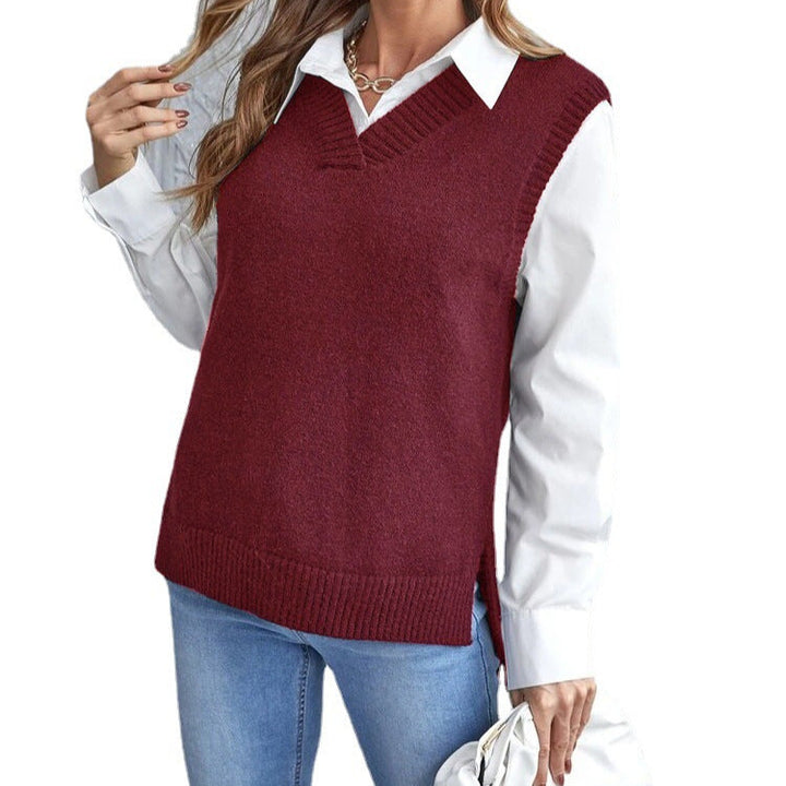 Comfortable and stylish women's knitted vest, perfect for spring style and casual chic.