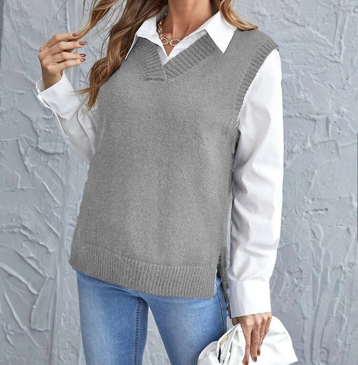 Soft and cozy women's sleeveless knit vest, a must-have for elegant fashion.