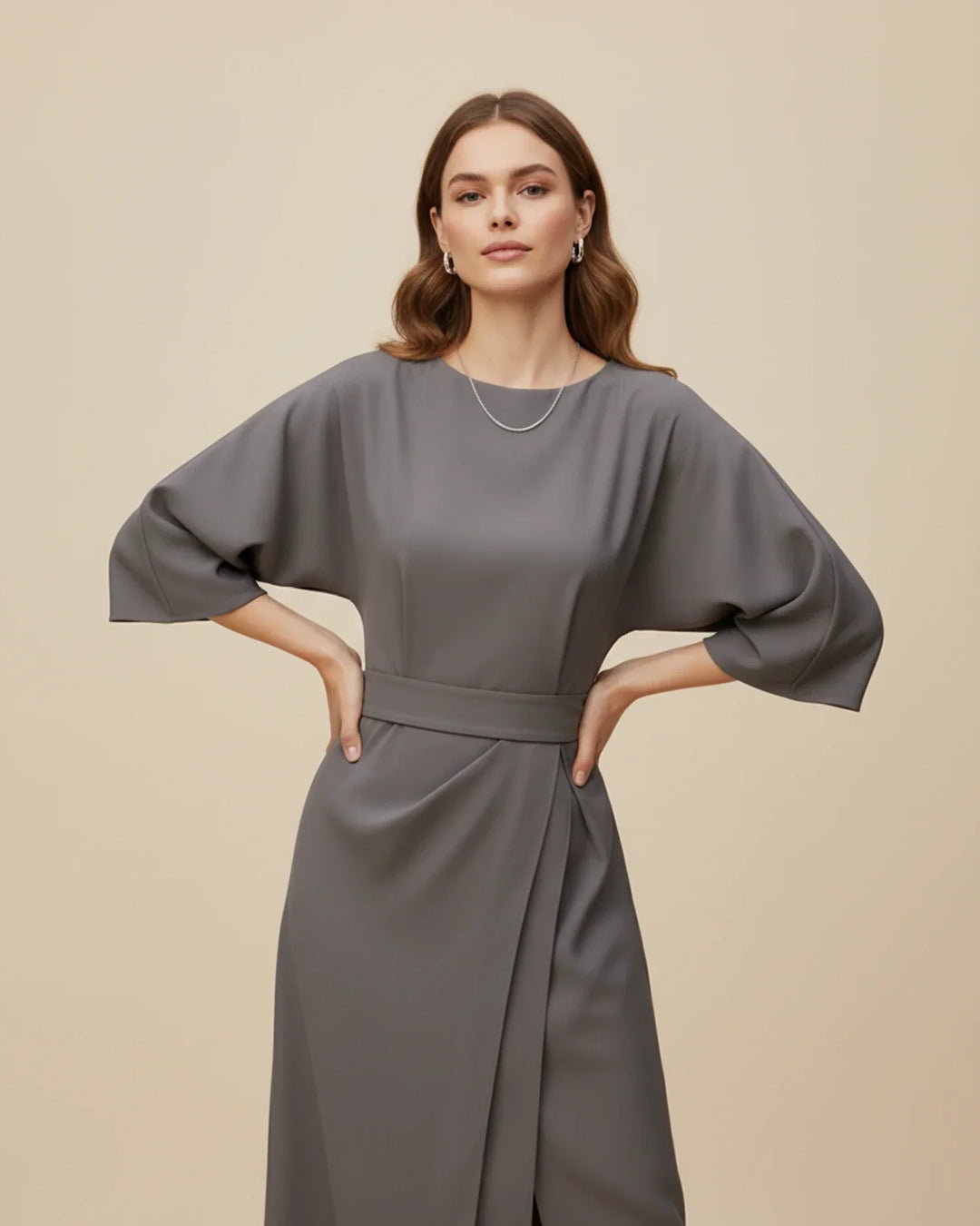 Summer-ready midi dress for women, featuring a comfortable wrap and belt.