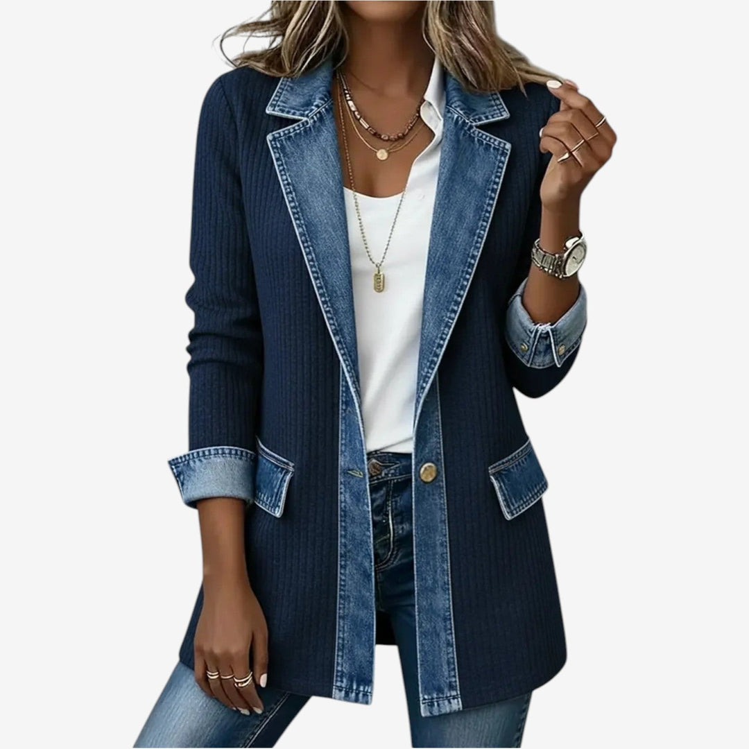 Comfortable and chic women's button jacket, offering an elegant layered collar for everyday wear.