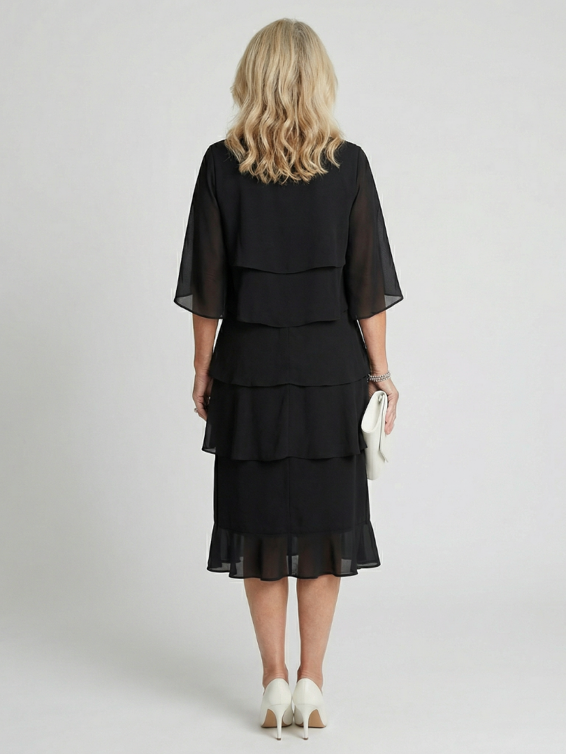 Stylish women's summer midi dress, featuring a layered tier design & comfortable relaxed fit.