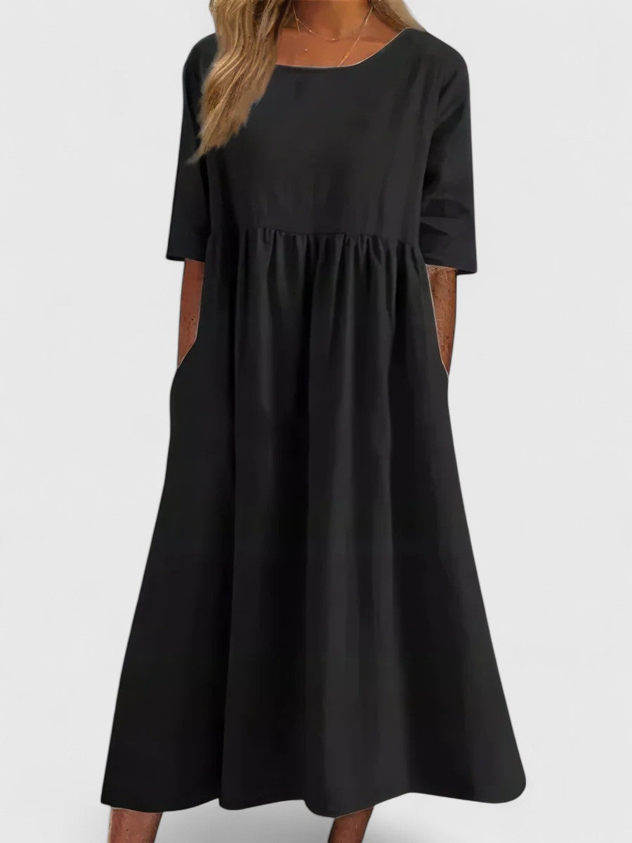 Lightweight summer maxi dress for women, elegant and comfortable with pockets.