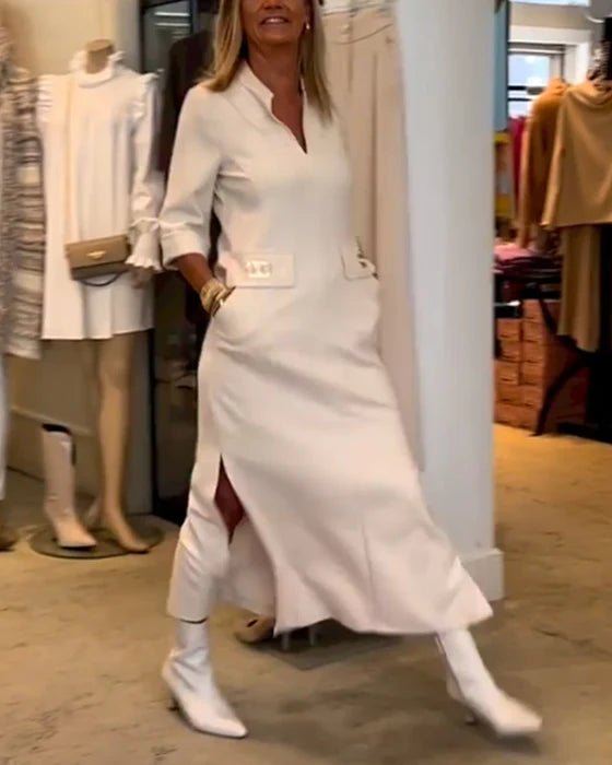 Flattering and comfortable midi dress for women, ideal as a party or casual spring fashion.