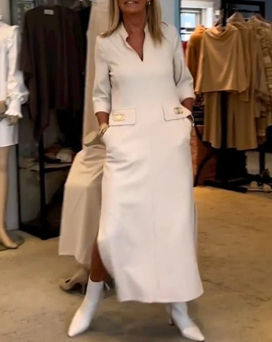 Chic lightweight midi dress for women, showcasing elegant and feminine style in white.