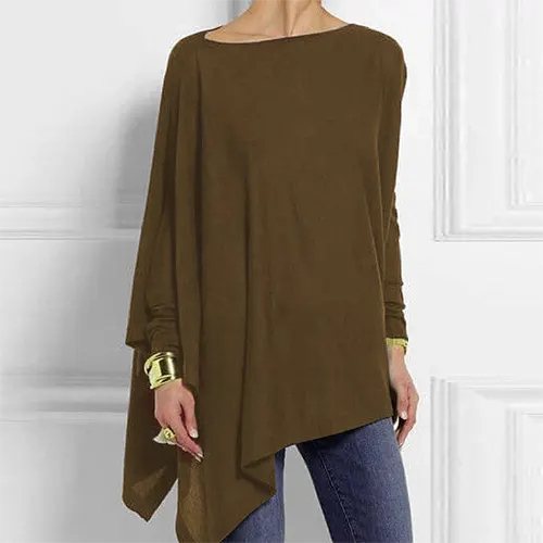 Chic women's long sleeve top, elegant for everyday style. Perfect for autumn fashion, ideal for plus size women.