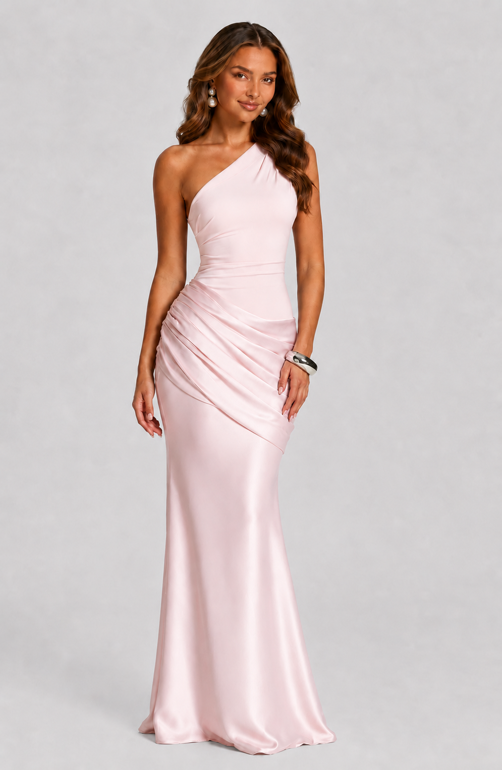 Women's one-shoulder draped maxi dress. Effortless summer fashion, perfect for elegant special occasions & evening parties.