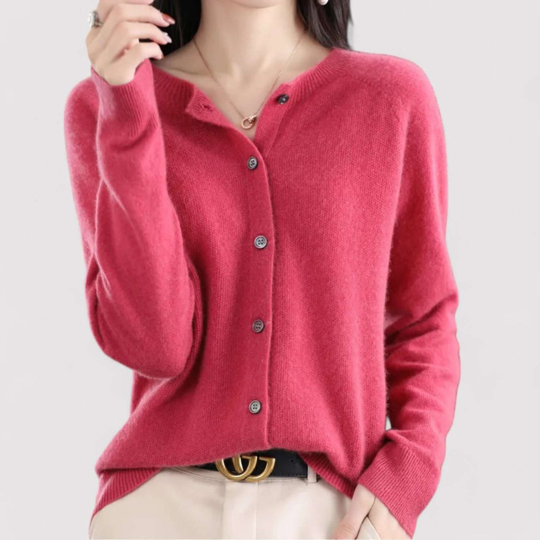 Women's elegant open-neck cardigan, perfect for versatile layering & comfortable everyday style.