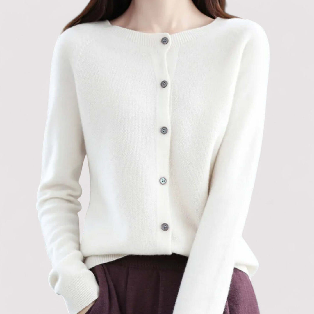 Fashionable women's open-neck knitwear. Soft, comfortable long sleeve cardigan for elegant casual style.