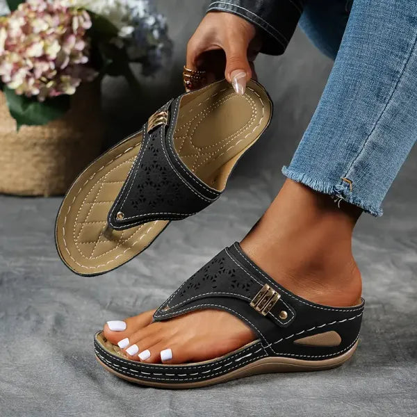 Women's elegant open toe comfort sandals, perfect for summer everyday wear with cushioned support.
