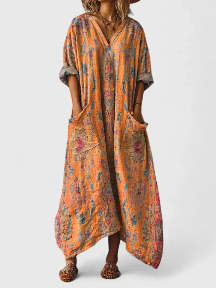Women's elegant oversize pocket dress, relaxed fit, perfect for casual summer style.