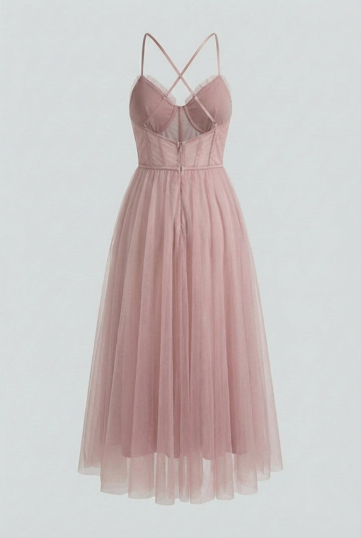 Comfortable yet stylish women's pink midi dress, ideal for summer outings.