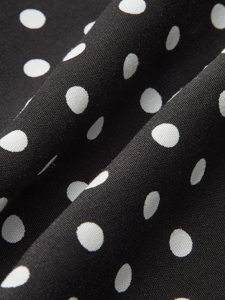 Versatile women's dress: polka dot V-neck maxi style for day or night.