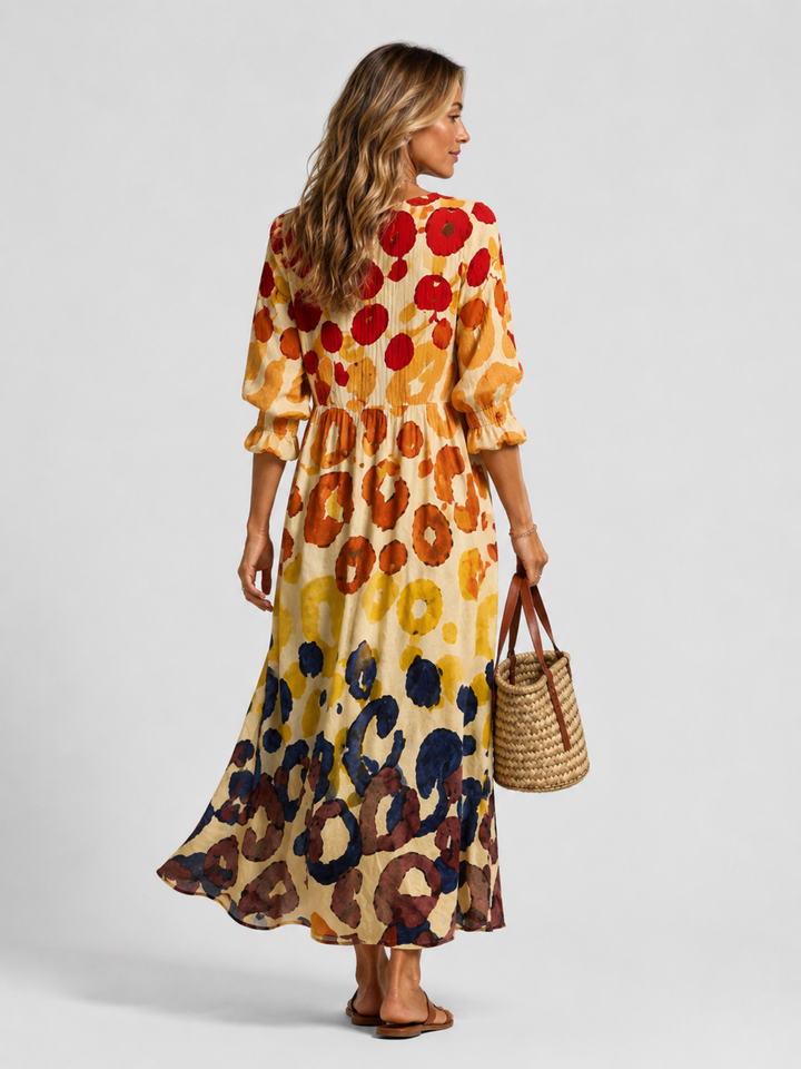 Effortless women's printed midi dress, great for summer parties, beach vacations, or daily casual wear.