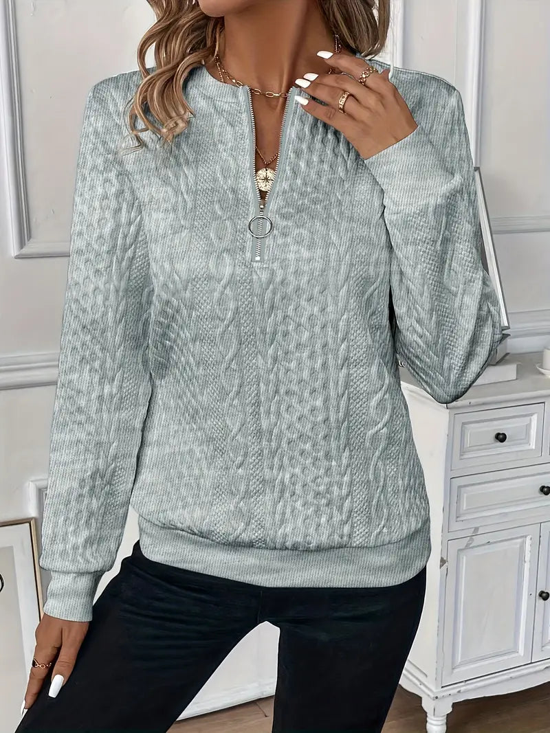 Everyday wear women's quarter zip sweater, effortlessly chic and comfortable.