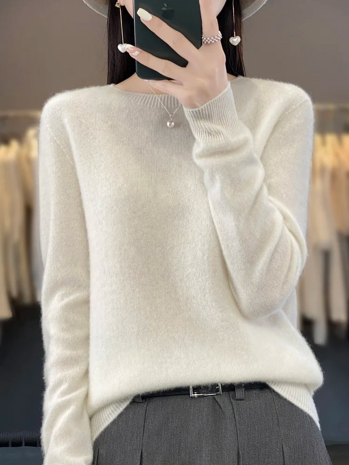 Everyday Elegance women's round neck knit sweater, a timeless, comfortable & versatile top.