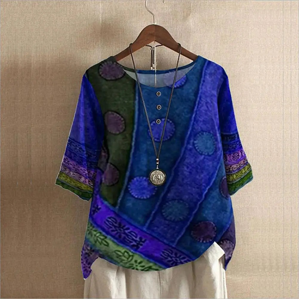 Plus size fashion: Stylish three-quarter sleeve top for daily wear.