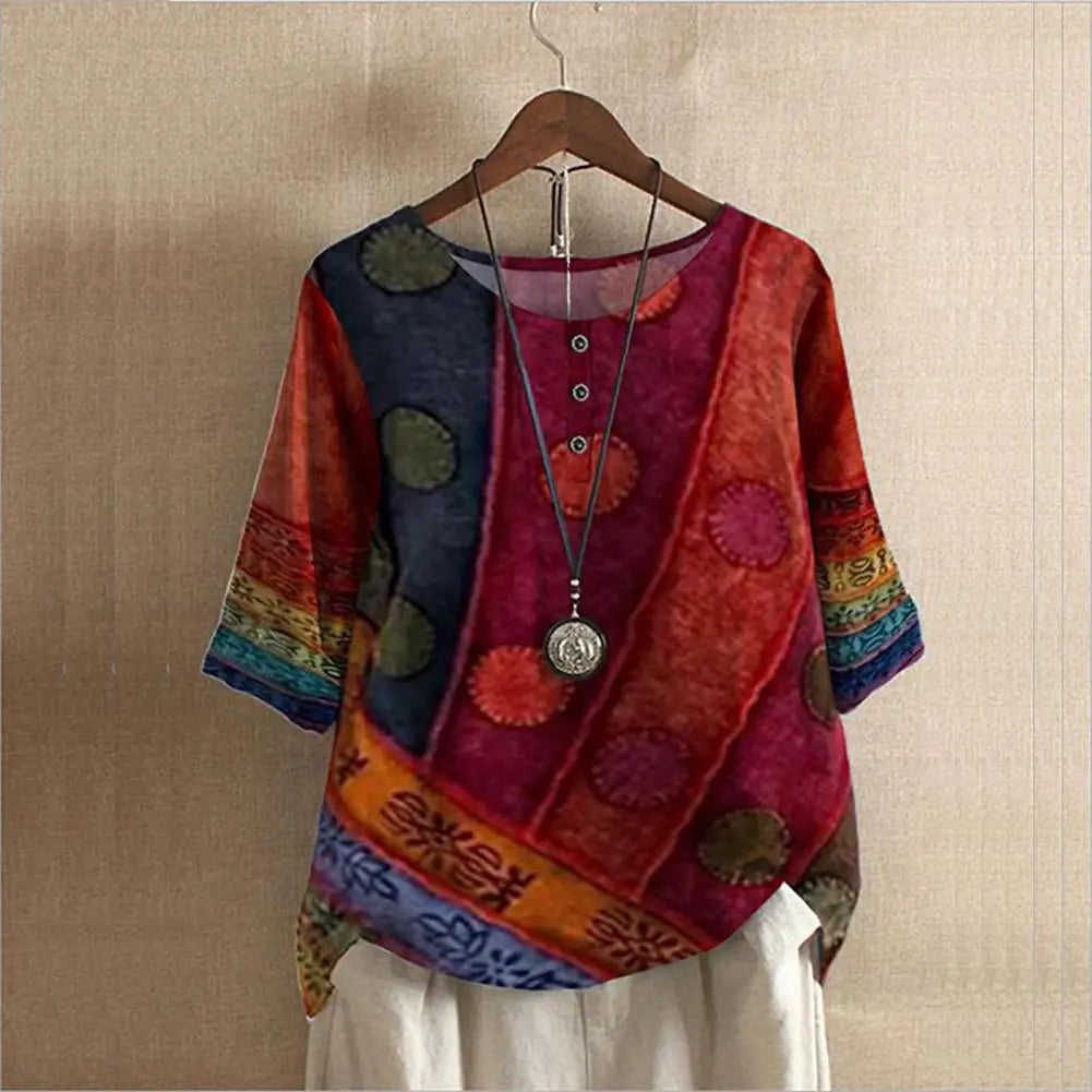 Versatile and fashionable women's top with elegant round neck design.