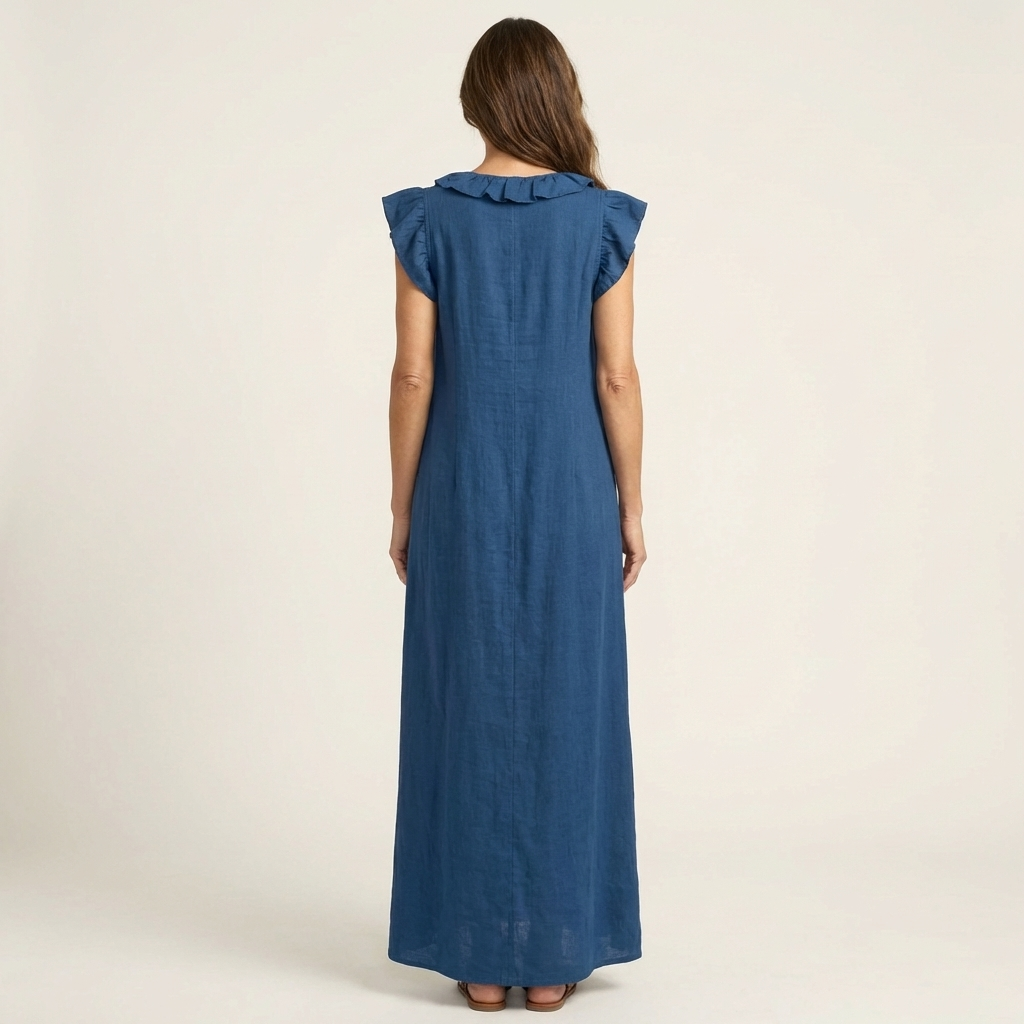 Versatile elegant women's ruffle V-neck maxi dress, a stylish option for summer casual, holiday & day outfits.