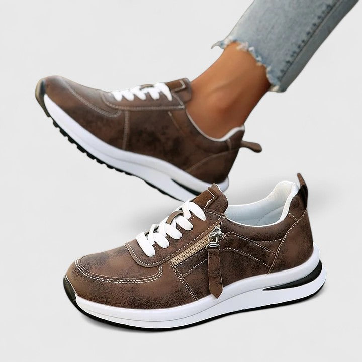 Casual women's walking shoes with arch support, providing comfort & elegance for daily activities.