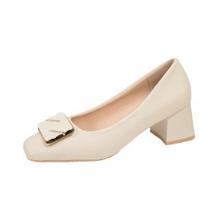 Elegant party shoes: women's square toe pumps with a sophisticated buckle design.
