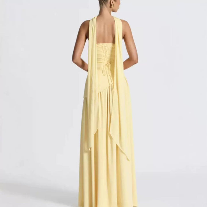 Chic strapless maxi dress for women, designed with an elegant leg split, perfect for special occasion wear.