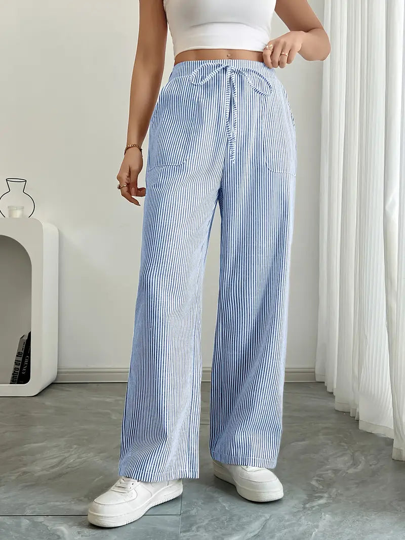 Women's elegant striped wide-leg pants, designed for ultimate comfort and style.