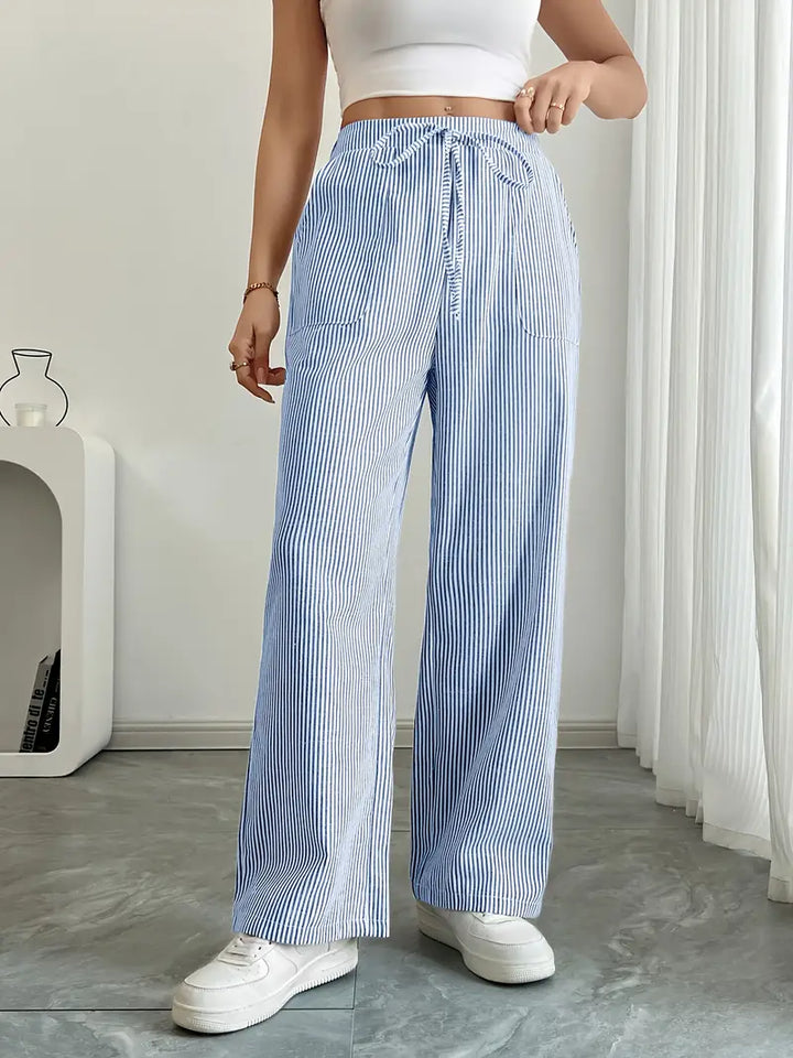 Women's elegant striped wide-leg pants, designed for ultimate comfort and style.