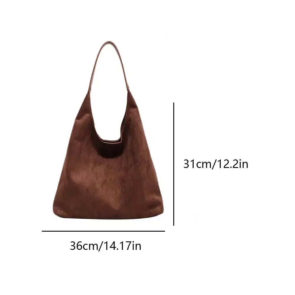 High-quality suede women's tote bag, an elegant minimalist shoulder handbag.