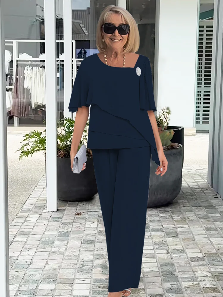 Chic women's two-piece summer co-ord set featuring a stylish top and matching bottoms, ideal for elegant comfort.