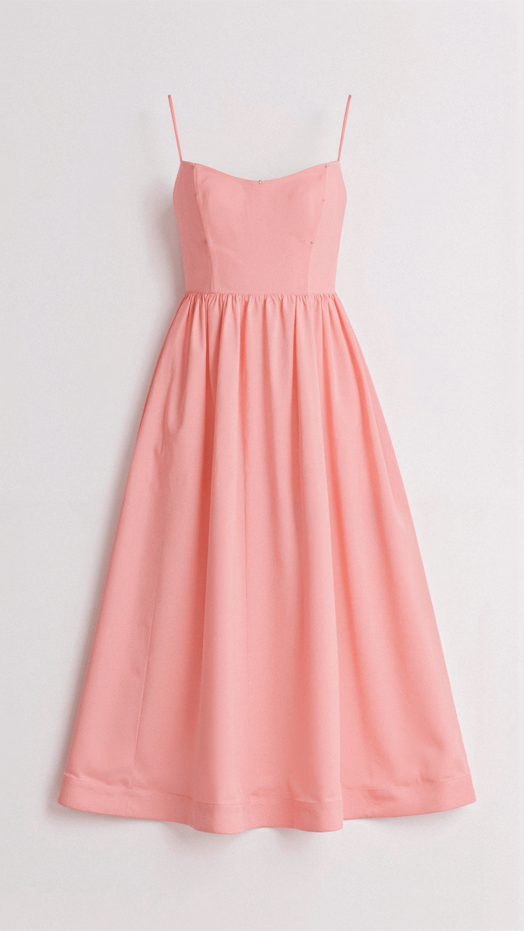 Women's sophisticated cocktail midi dress with a sweetheart neckline & delicate spaghetti straps.