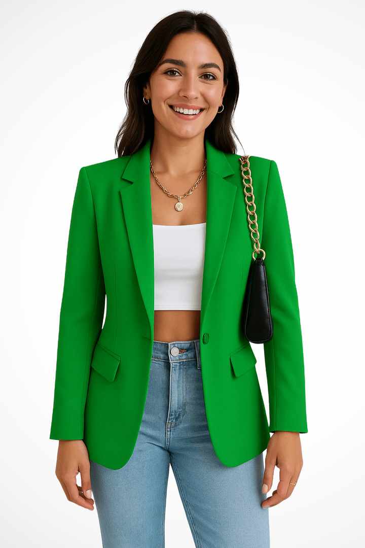 Stylish women's tailored blazer jacket, designed for elegant office wear, business, and chic fashion outerwear.