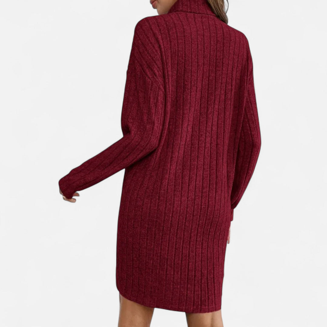 Versatile women's textured dress, a stylish turtleneck knit perfect for any occasion
