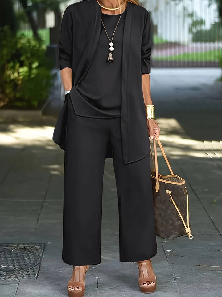 Complete women's workwear ensemble: three-piece suit for sophisticated style